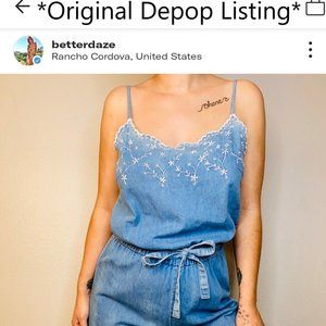 Vintage Denim Floral Jumpsuit